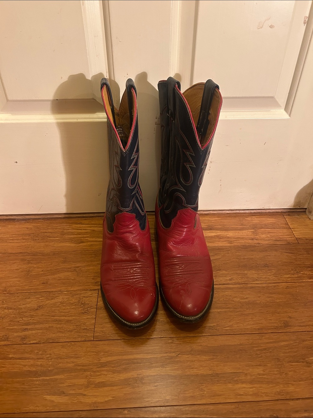 Men's Two-Tone Red and Navy Western Cowboy Boots